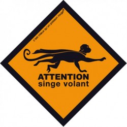 Boutique-Originale : Sticker - Attention singe volant (petit)